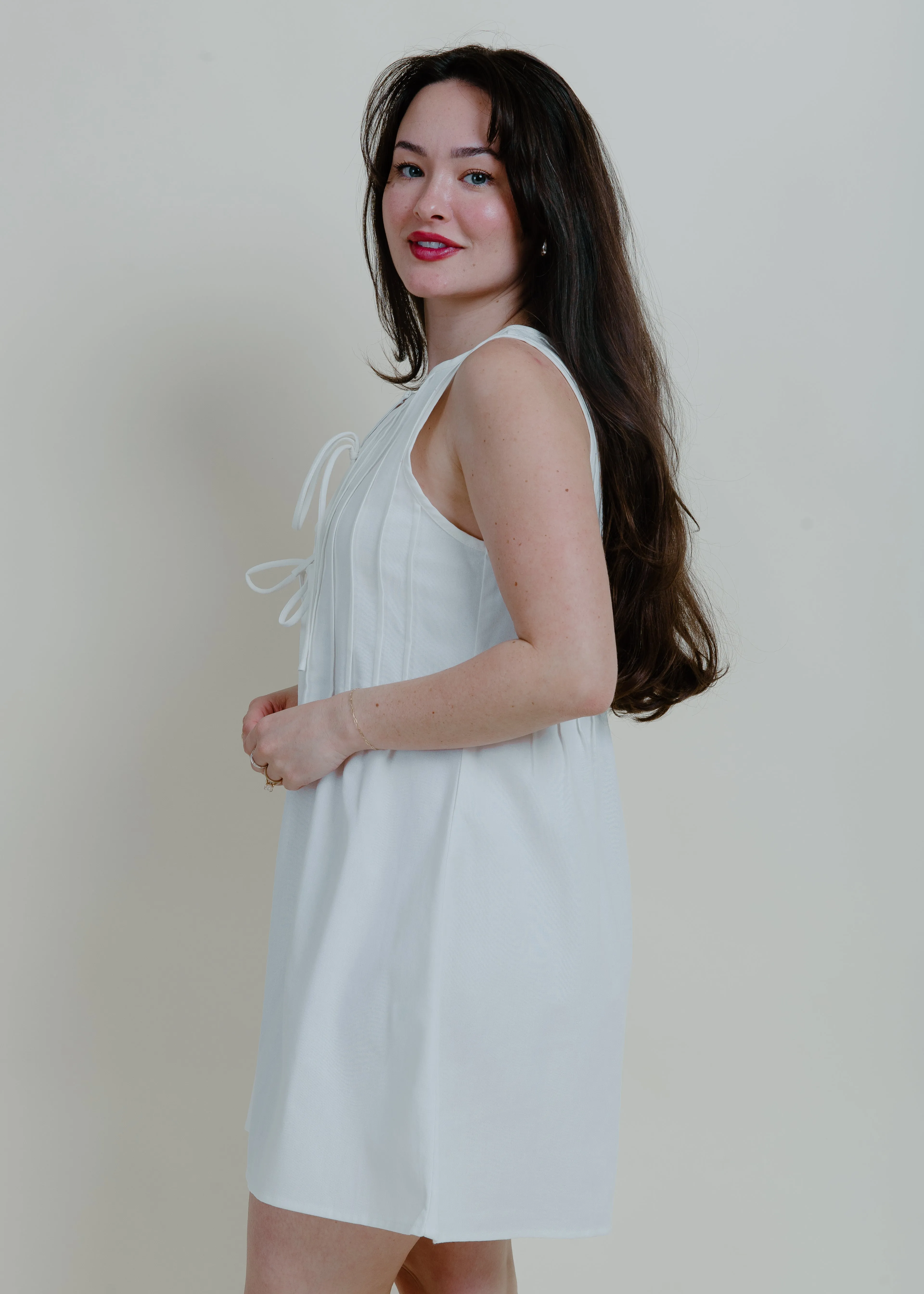 Nantucket Tie Mini Dress - Off White