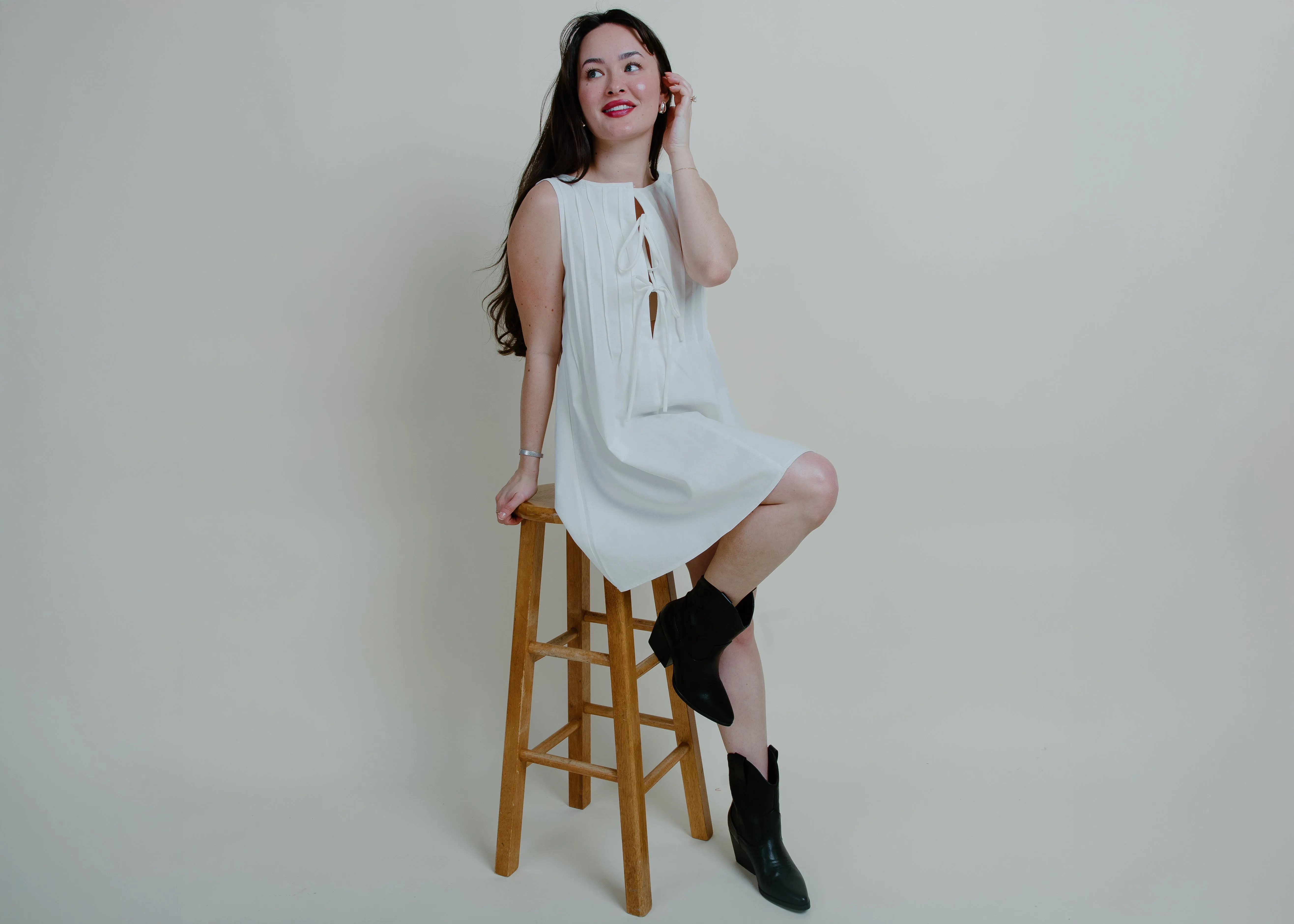 Nantucket Tie Mini Dress - Off White
