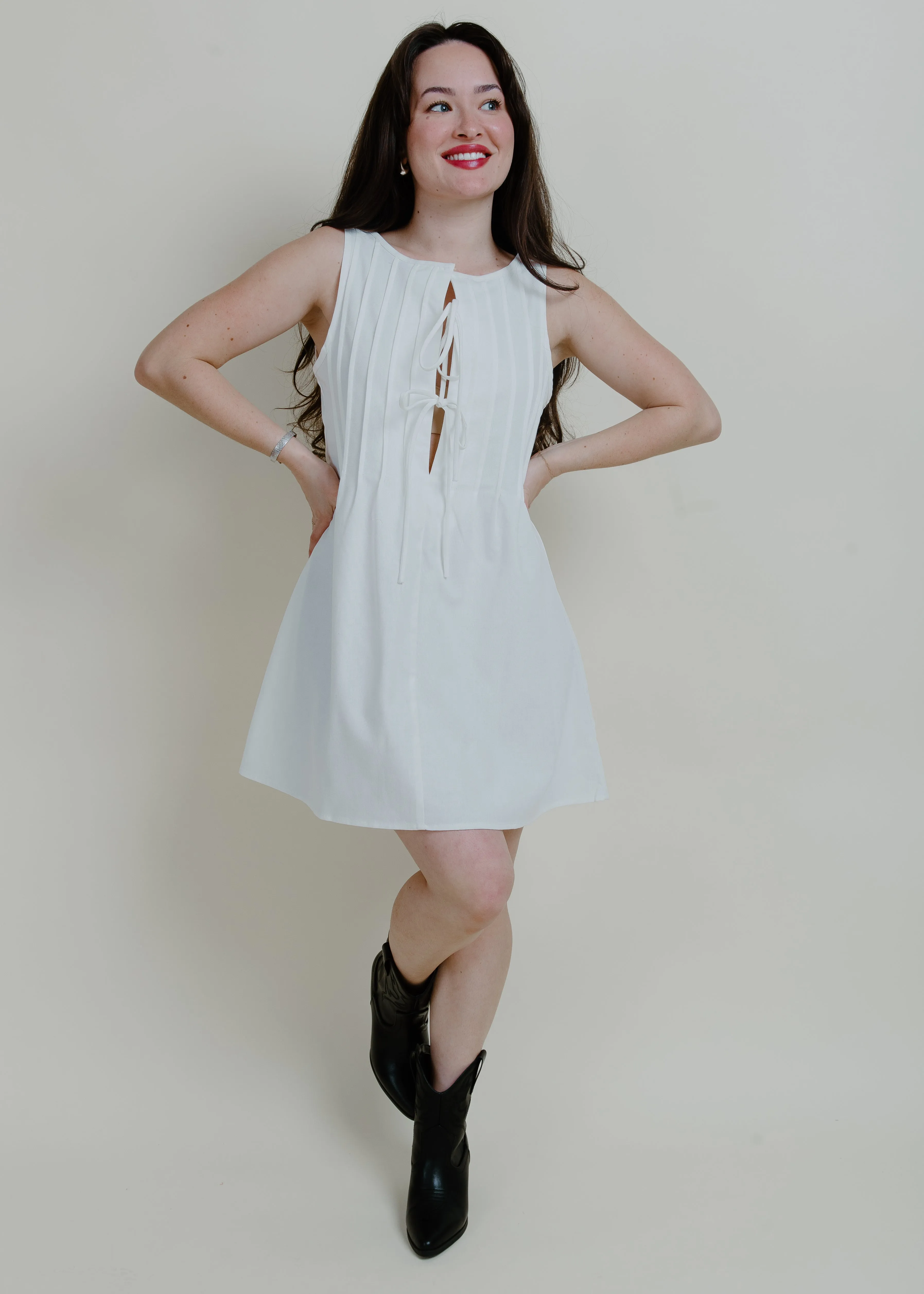 Nantucket Tie Mini Dress - Off White