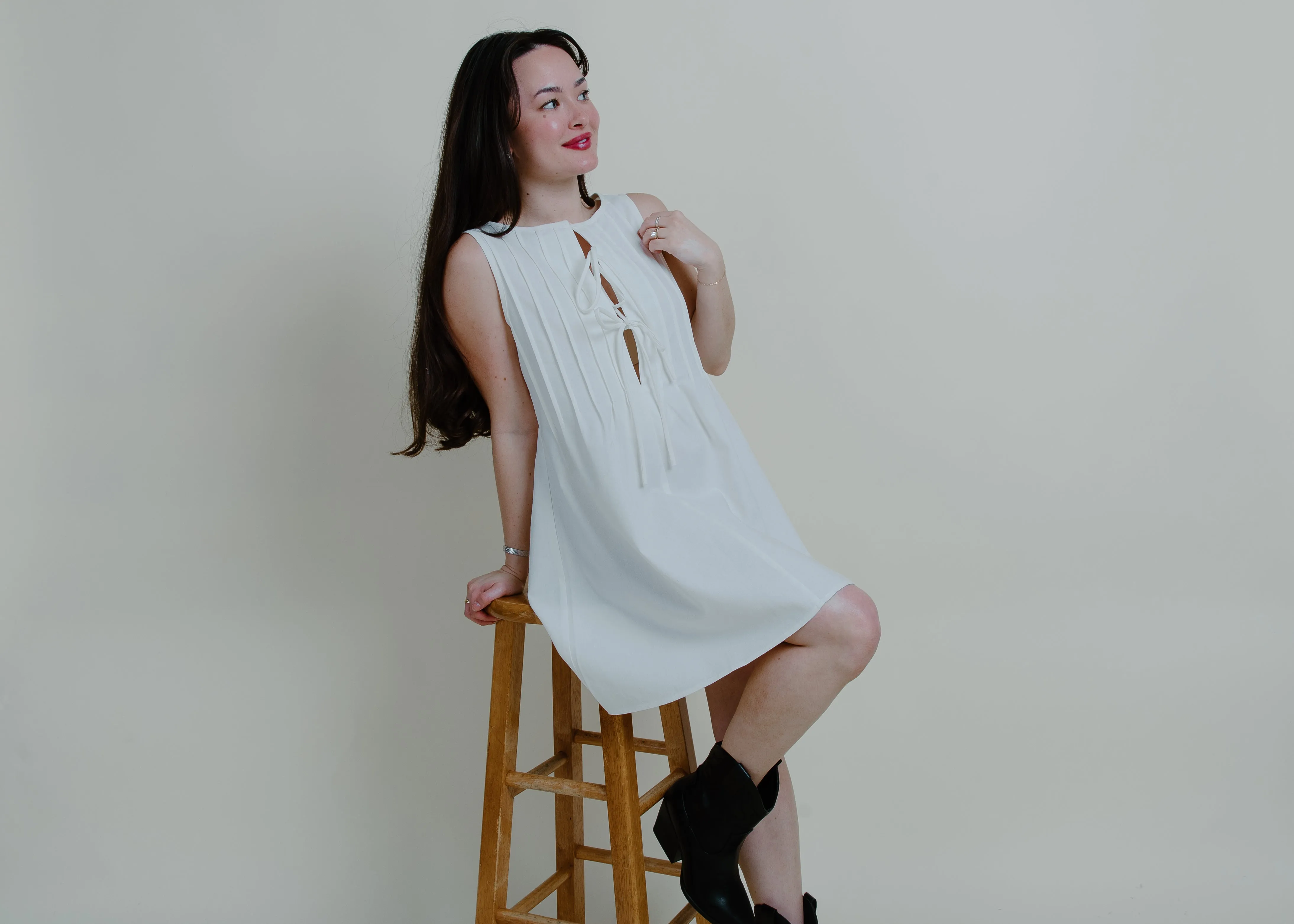 Nantucket Tie Mini Dress - Off White