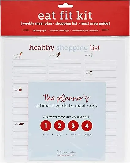 NEW Fitlosophy Eat Fit Weekly Meal Planner, Shopping List and Meal Prep Guide, 40 Pages