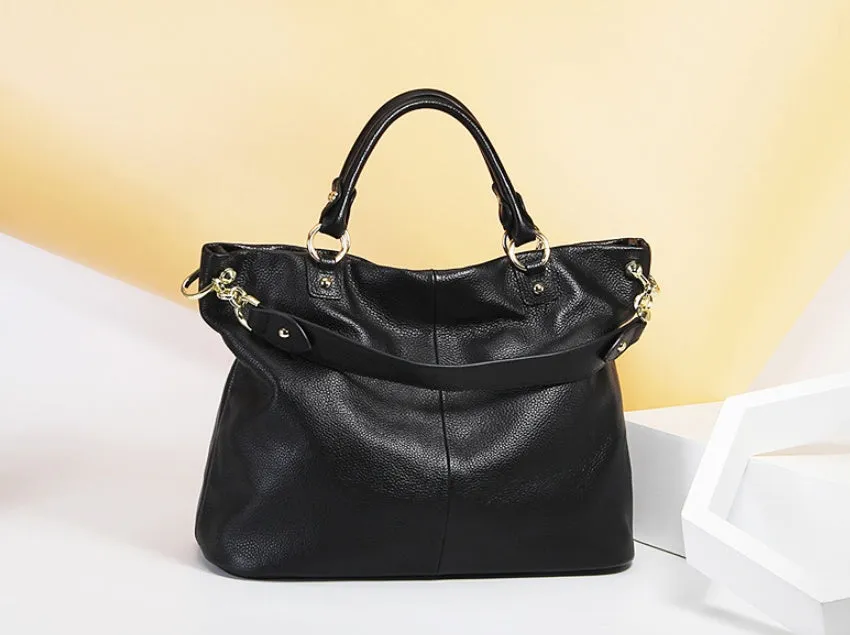 new high-grade first layer cowhide ladies handbags European and American fashion leather handbags shoulder slung tote bag