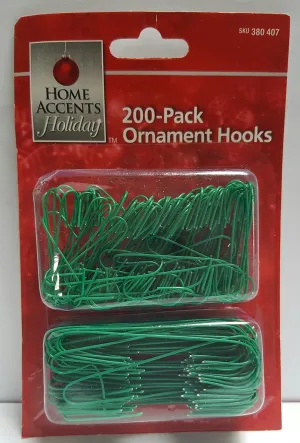 New Home Accents Holiday Green Ornament Hooks 200ct