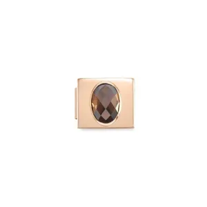 Nomination Composable Glam Link Oval, Champagne Faceted Cubic Zirconia, Rose PVD
