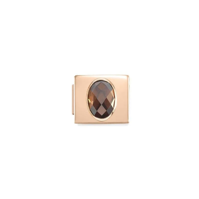 Nomination Composable Glam Link Oval, Champagne Faceted Cubic Zirconia, Rose PVD