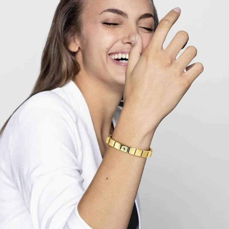 Nomination Composable Glam Link, Pave White, Golden Finish