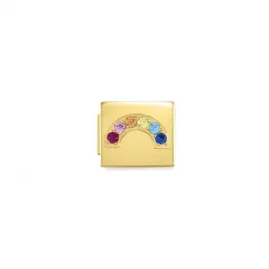 Nomination Composable Glam Link Rainbow Cubic Zirconia, Gold Finish