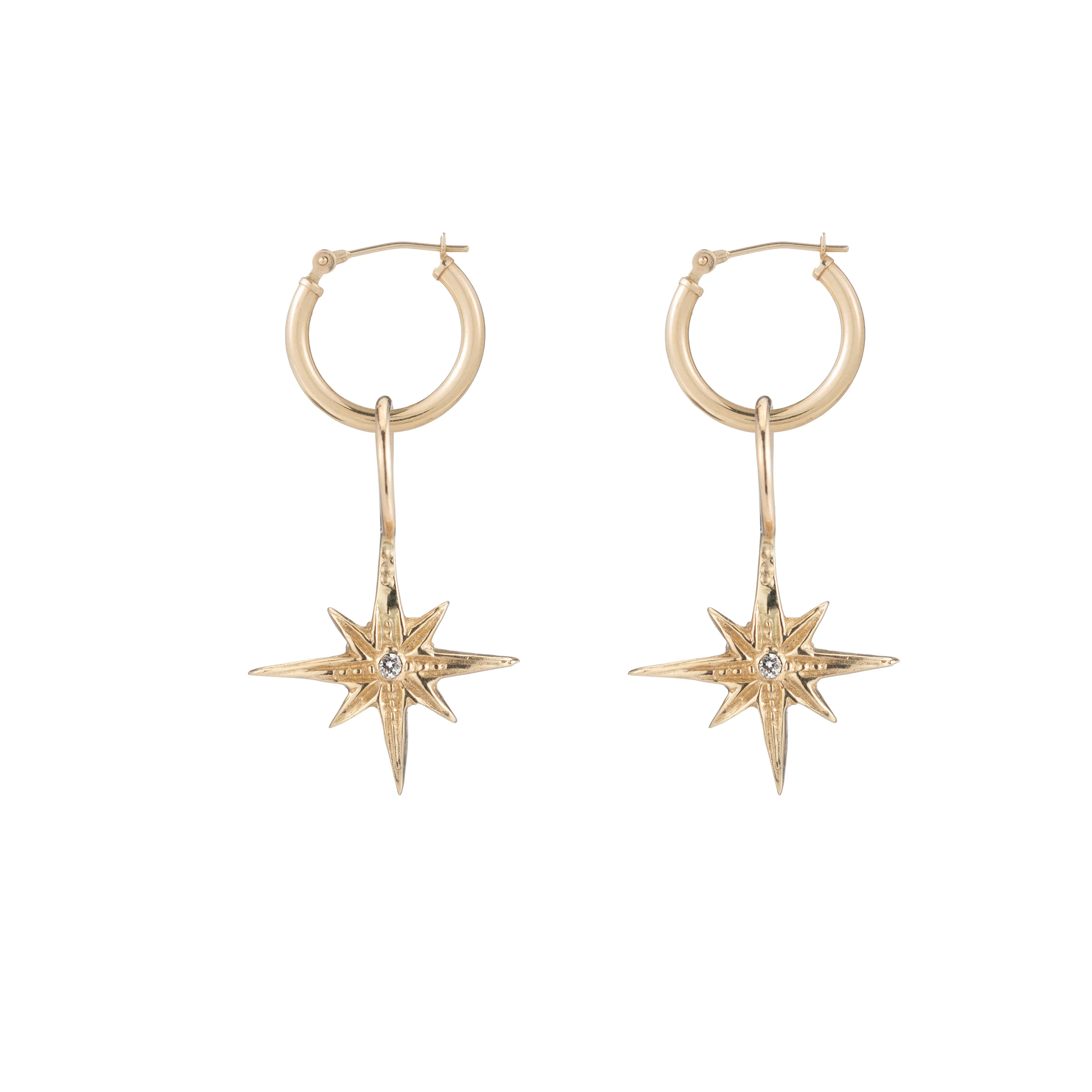 North Star Pendant Earrings - Gold