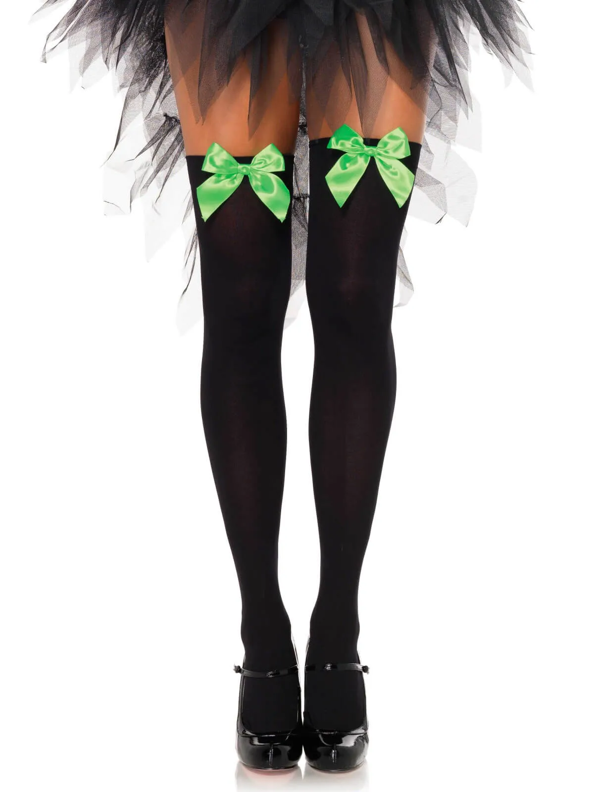 Nylon Thigh Highs With Bow