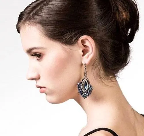 Ocean heart glittering crystal earrings