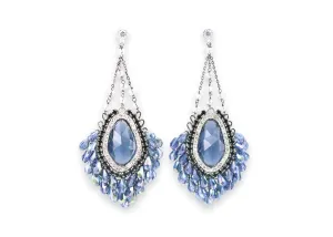 Ocean heart glittering crystal earrings
