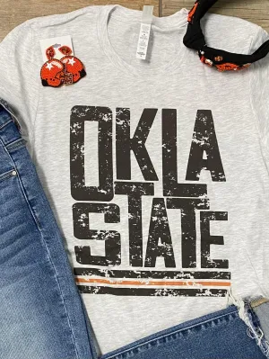 Oklahoma State Block Letter Graphic Tee or Sweatshirt