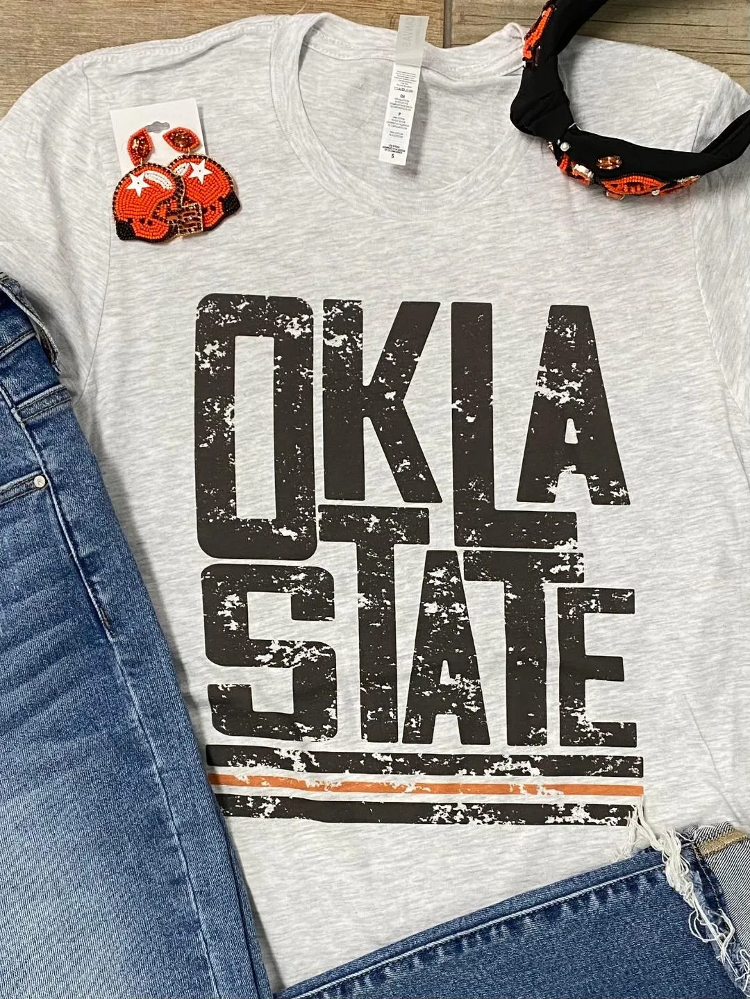 Oklahoma State Block Letter Graphic Tee or Sweatshirt