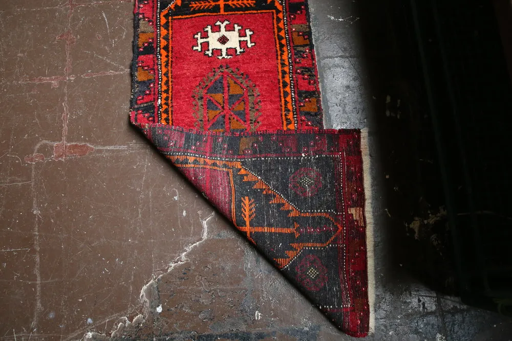 Old Mini Turkish Rug 1.7x4.2ft