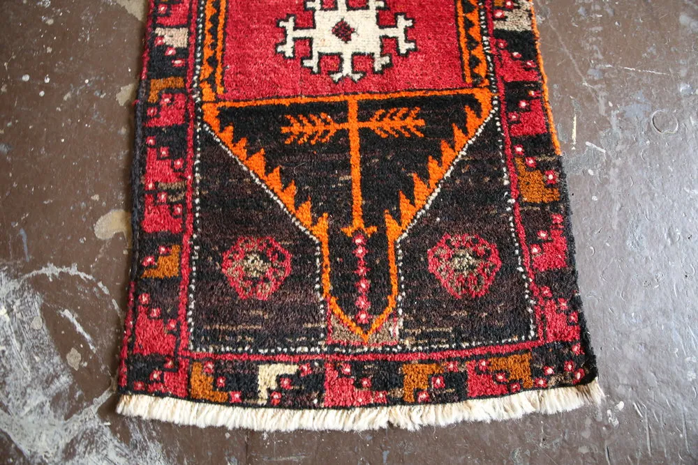 Old Mini Turkish Rug 1.7x4.4ft