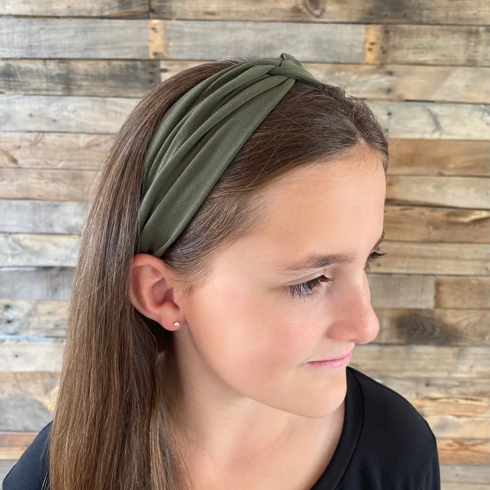 Olive Green Matte Faux Knot Headband