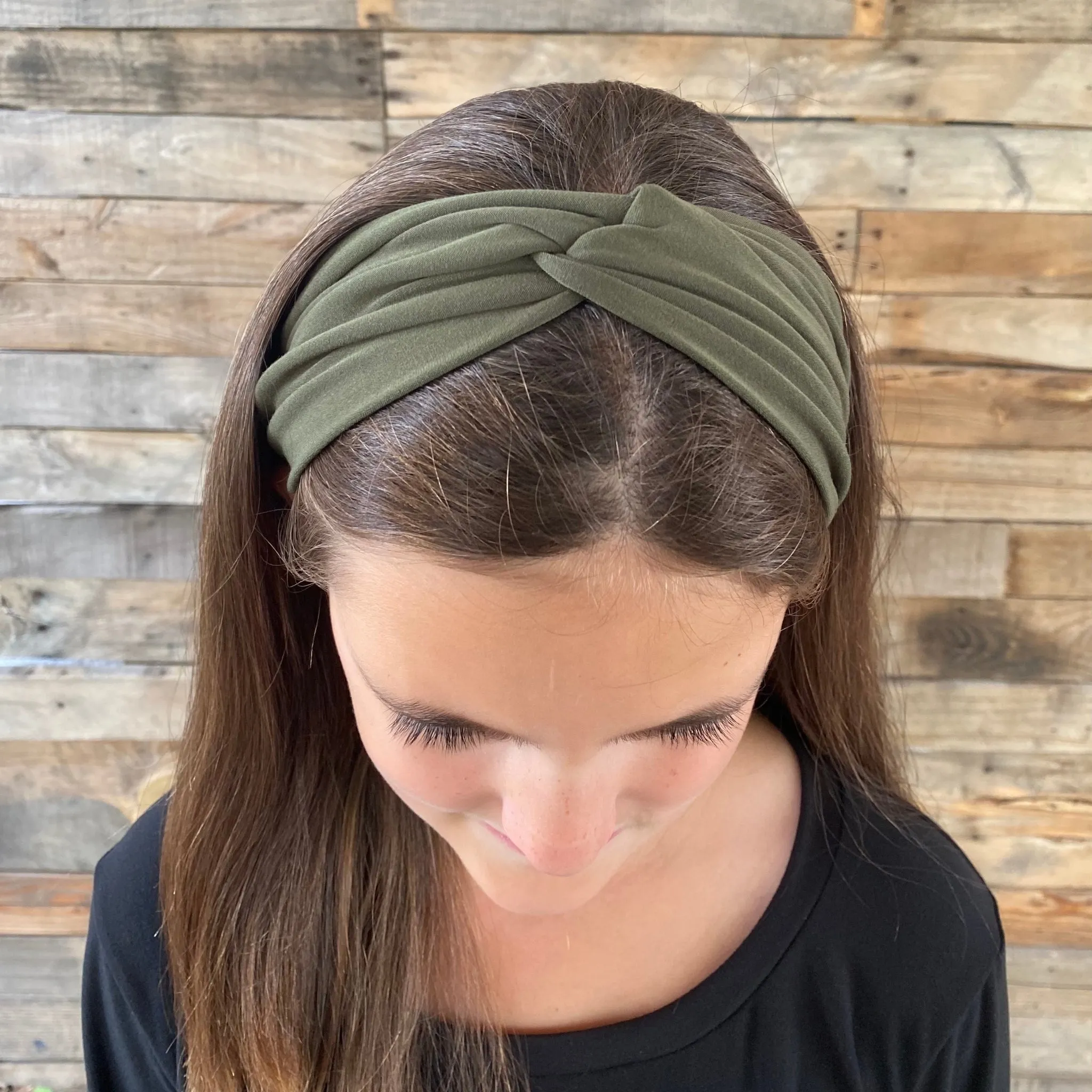 Olive Green Matte Faux Knot Headband