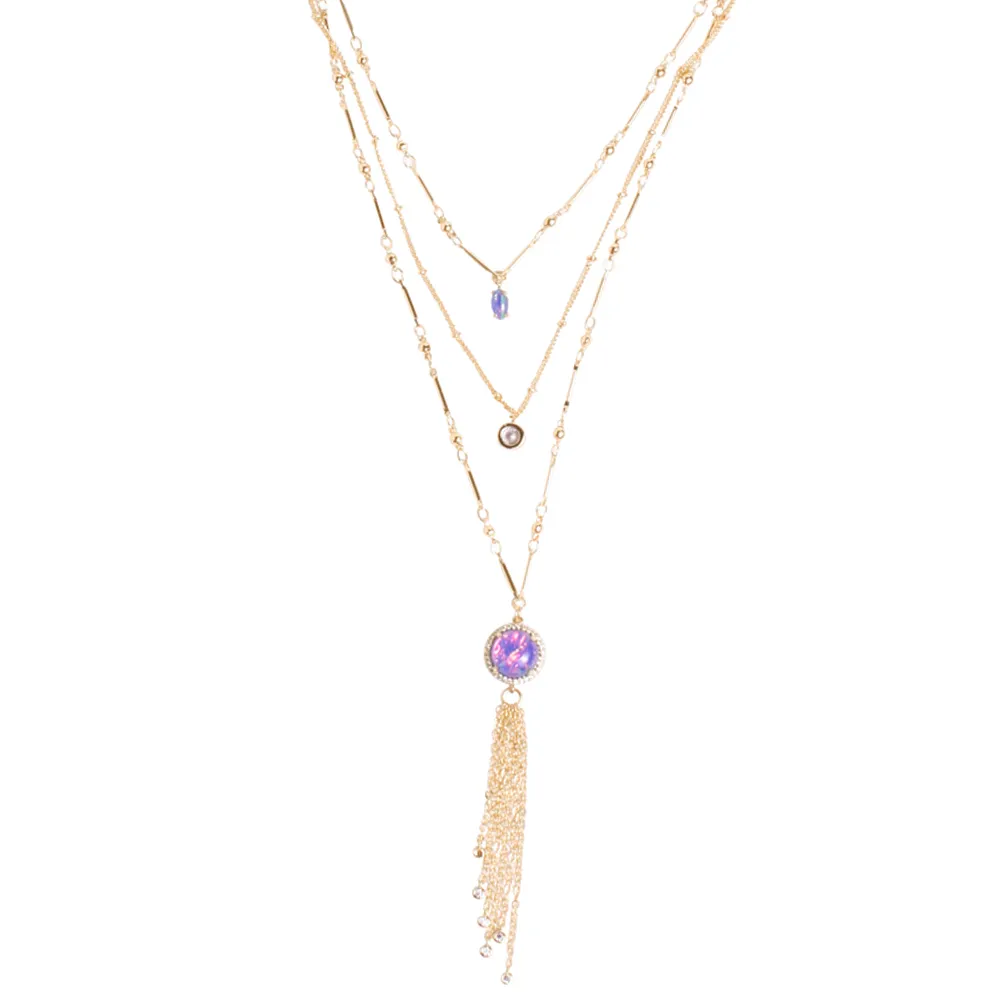 Ophelia Layered Charm Tassel Necklace