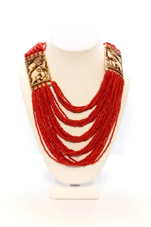 Orange Beaded Statement Necklace