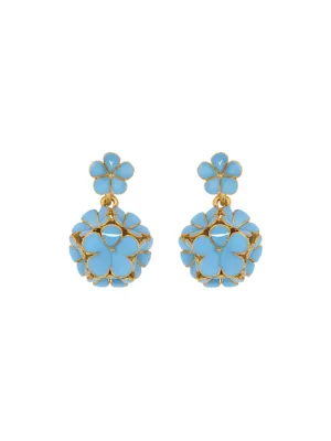 Oscar de la Renta Enamel Flower Drop Clip-On Earrings in Blue