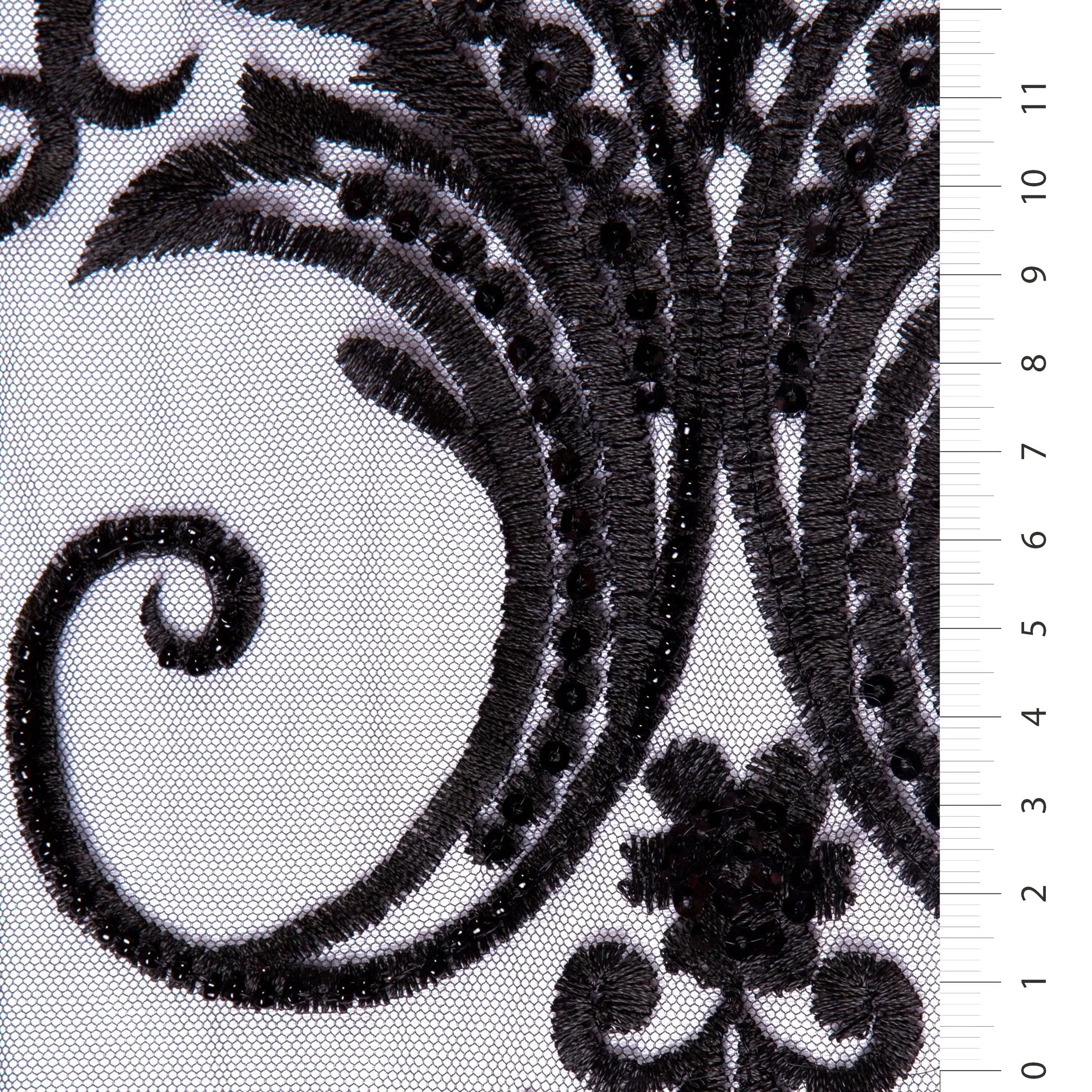 Ottoman Style Bead Decorated Sequin Embroidered Scalloped Fabric