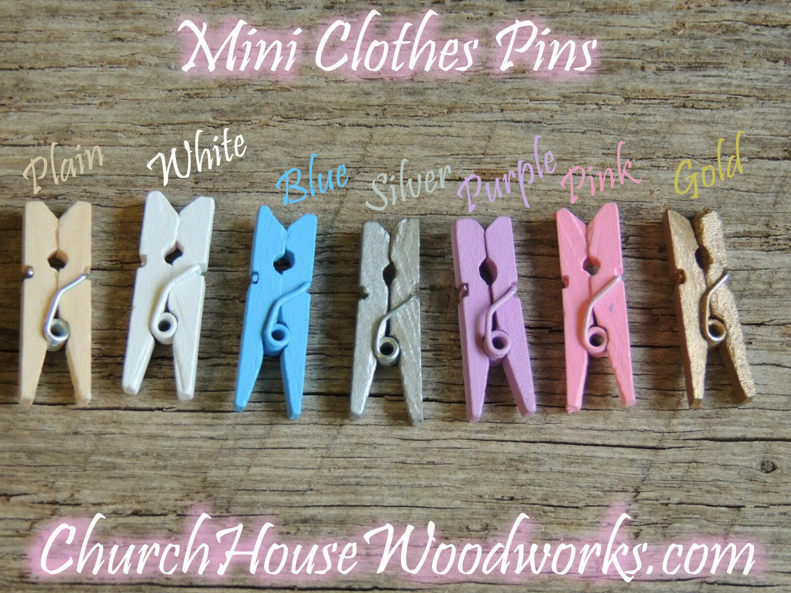 Pack of 100 Mini Fuchsia Wooden Clothespins