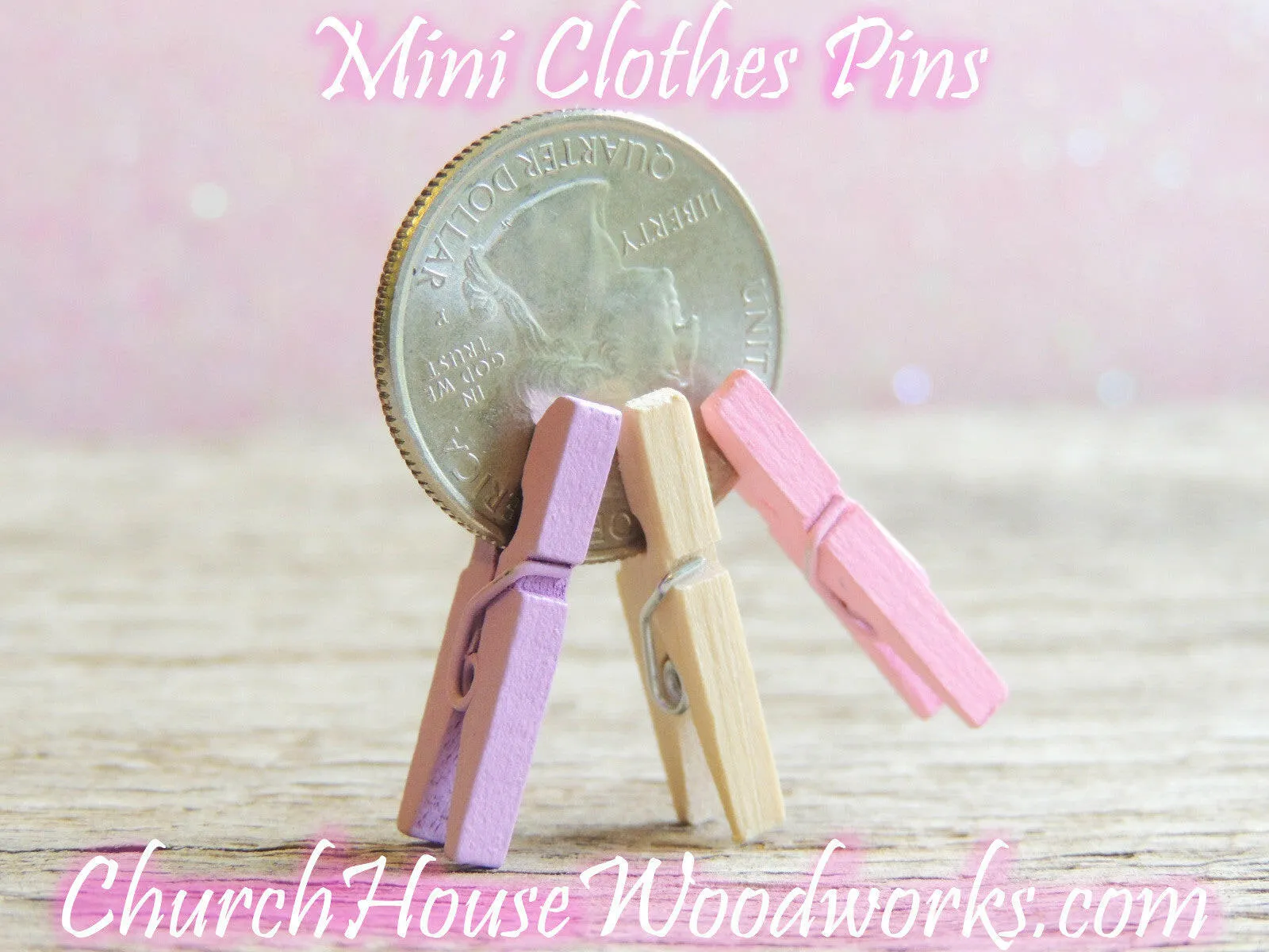 Pack of 100 Mini Fuchsia Wooden Clothespins