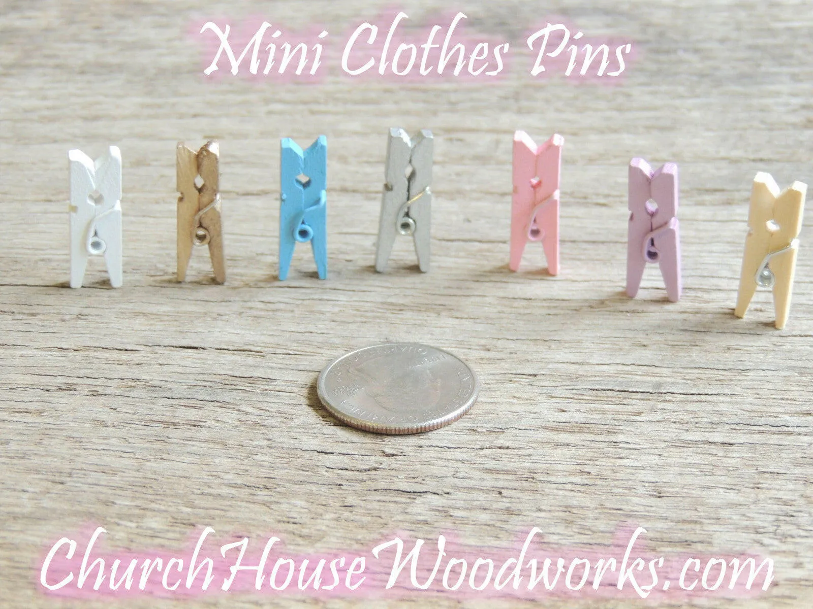 Pack of 100 Mini Fuchsia Wooden Clothespins