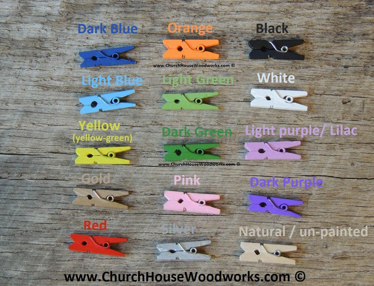 Pack of 100 Mini Fuchsia Wooden Clothespins