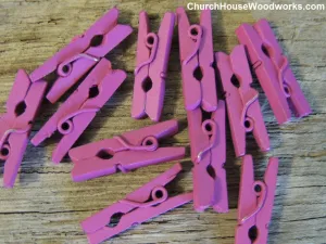 Pack of 100 Mini Fuchsia Wooden Clothespins
