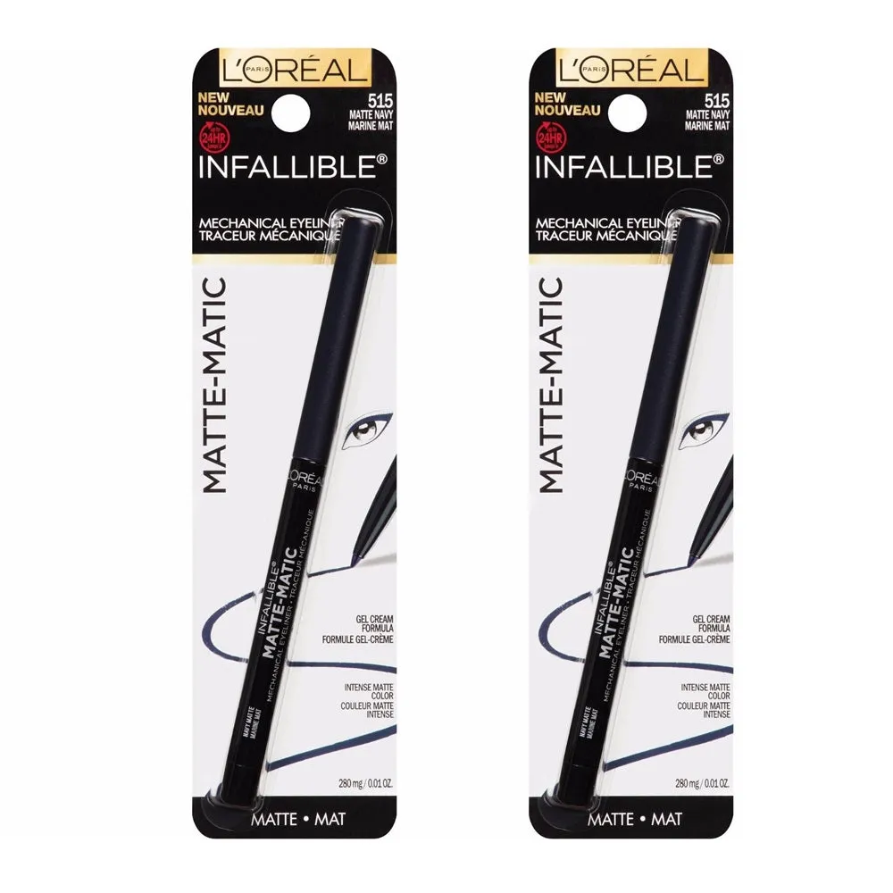 Pack of 2 L'Oreal Paris Infallible Matte-Matic Mechanical Eyeliner, Matte Navy 515