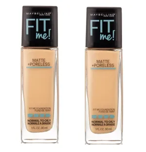 Pack of 2 Maybelline New York Fit Me Matte   Poreless Normal to Oily Foundation, Nude Beige 125