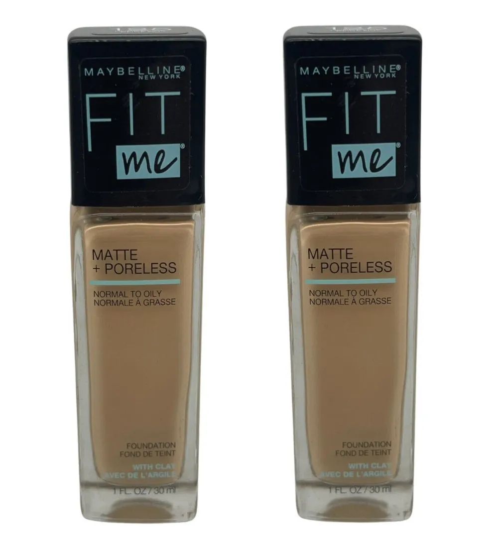 Pack of 2 Maybelline New York Fit Me Matte   Poreless Normal to Oily Foundation, Nude Beige 125