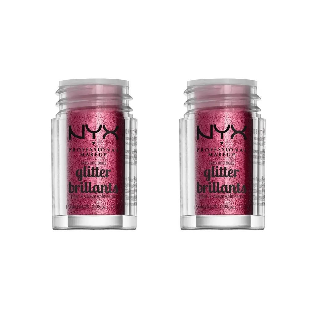 Pack of 2 NYX Face and Body Glitter Brilliants, RED GLI09