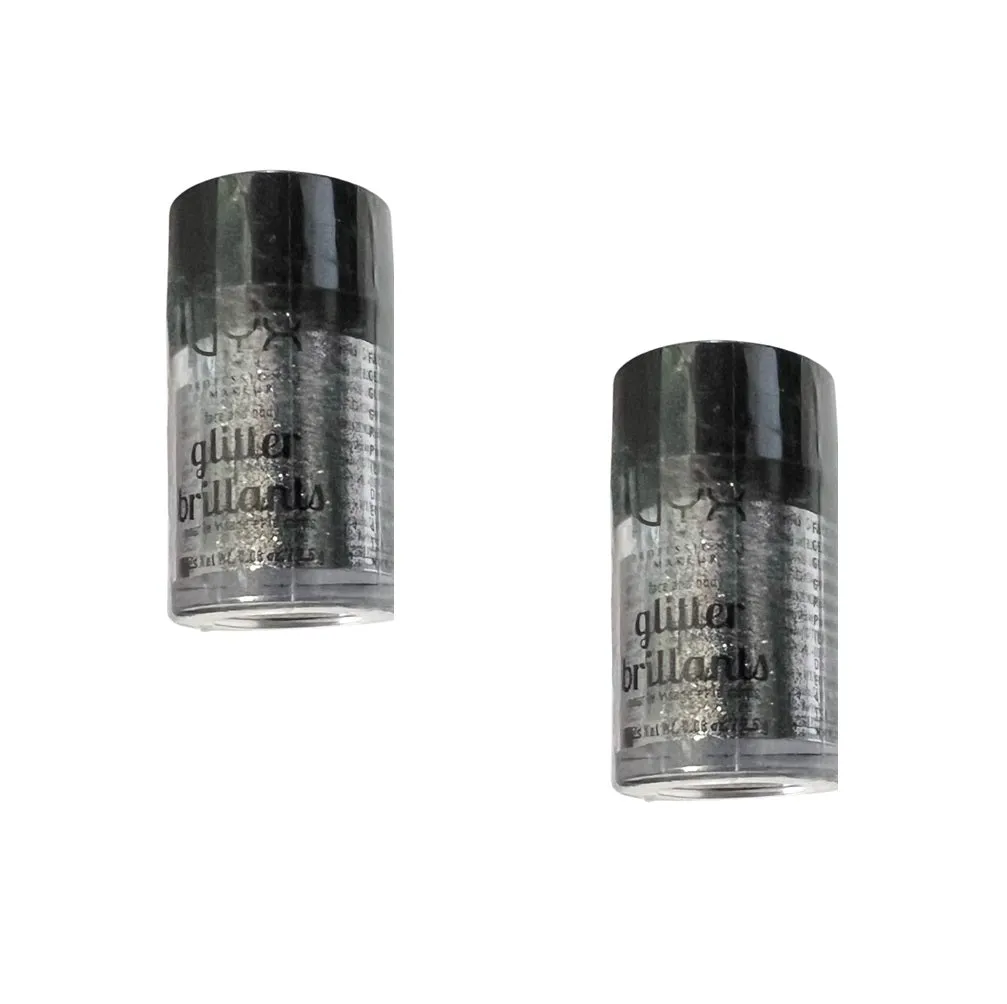 Pack of 2 NYX Face and Body Glitter Brilliants, Silver GLI10