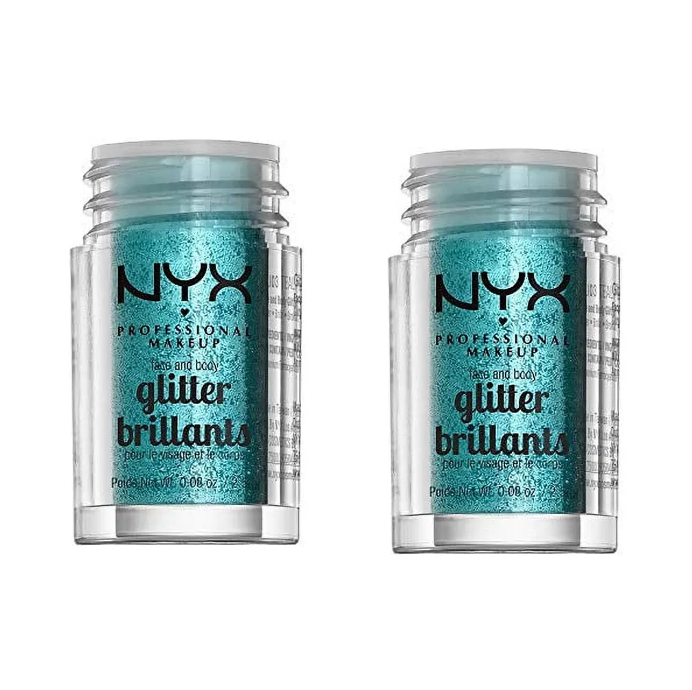 Pack of 2 NYX Face and Body Glitter Brilliants, Teal GLI03