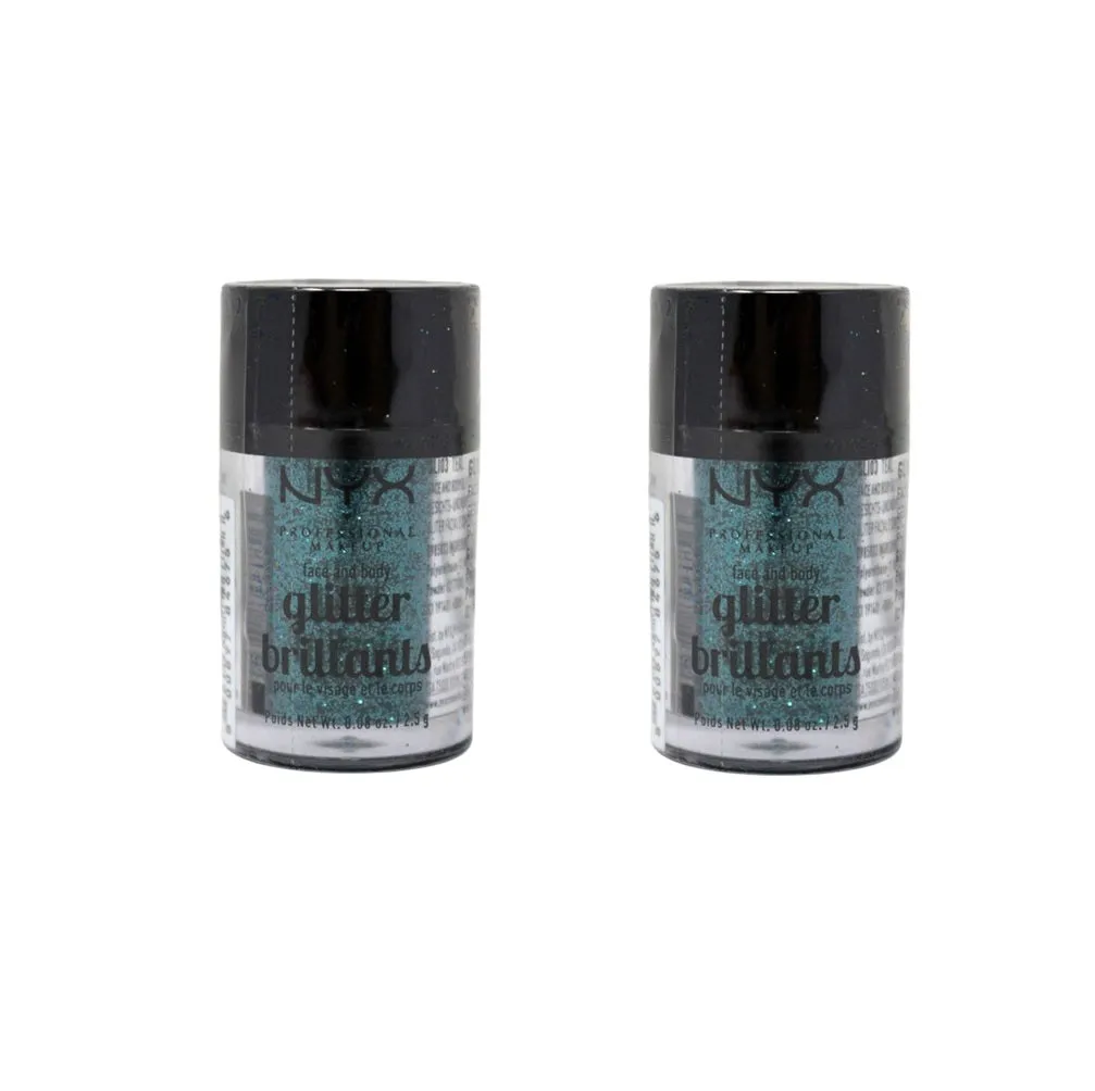 Pack of 2 NYX Face and Body Glitter Brilliants, Teal GLI03