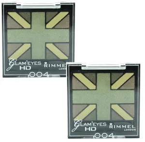 Pack of 2 Rimmel London Glam Eyes HD Quad Eye Shadow, Green Park 004