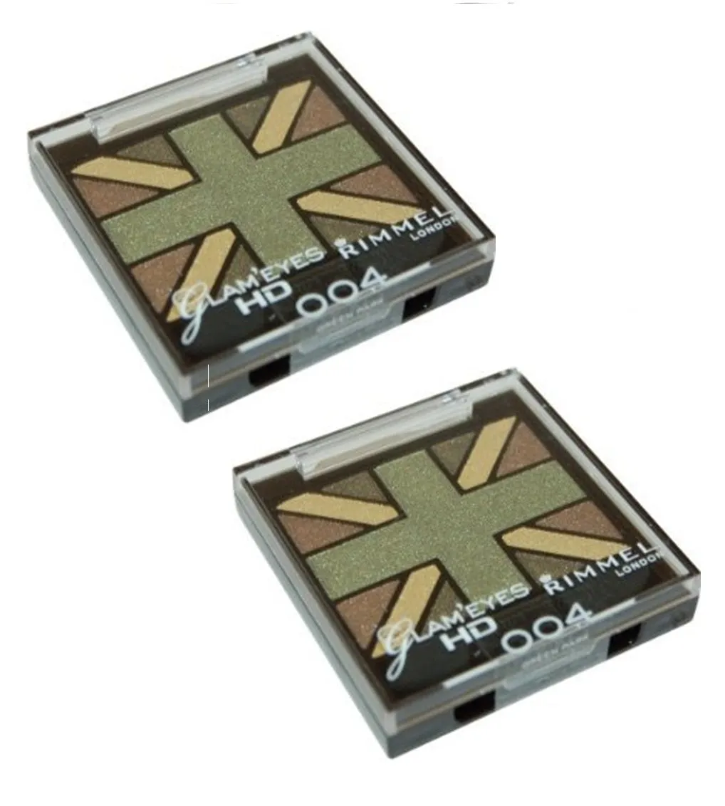Pack of 2 Rimmel London Glam Eyes HD Quad Eye Shadow, Green Park 004