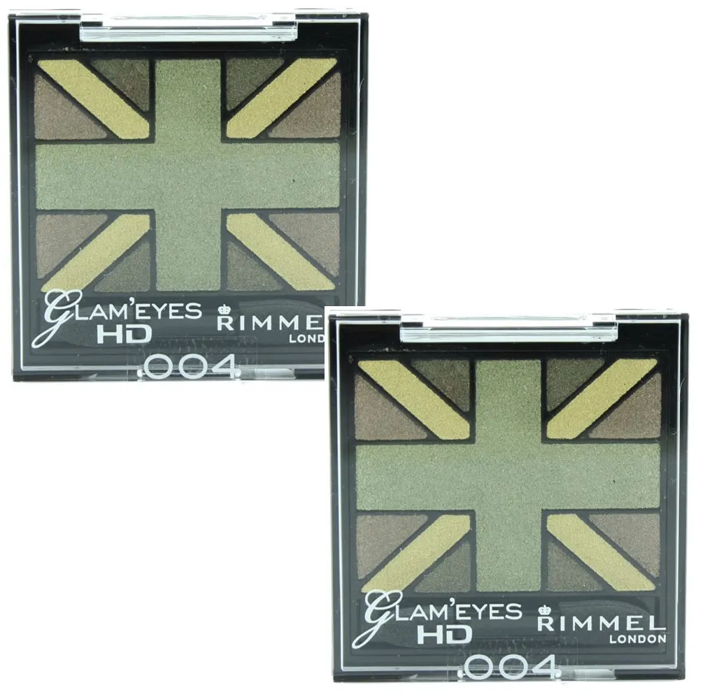 Pack of 2 Rimmel London Glam Eyes HD Quad Eye Shadow, Green Park 004