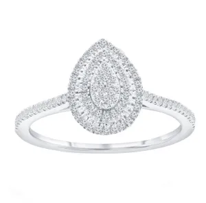 Pave Diamond Pear-Shaped Frame Ring