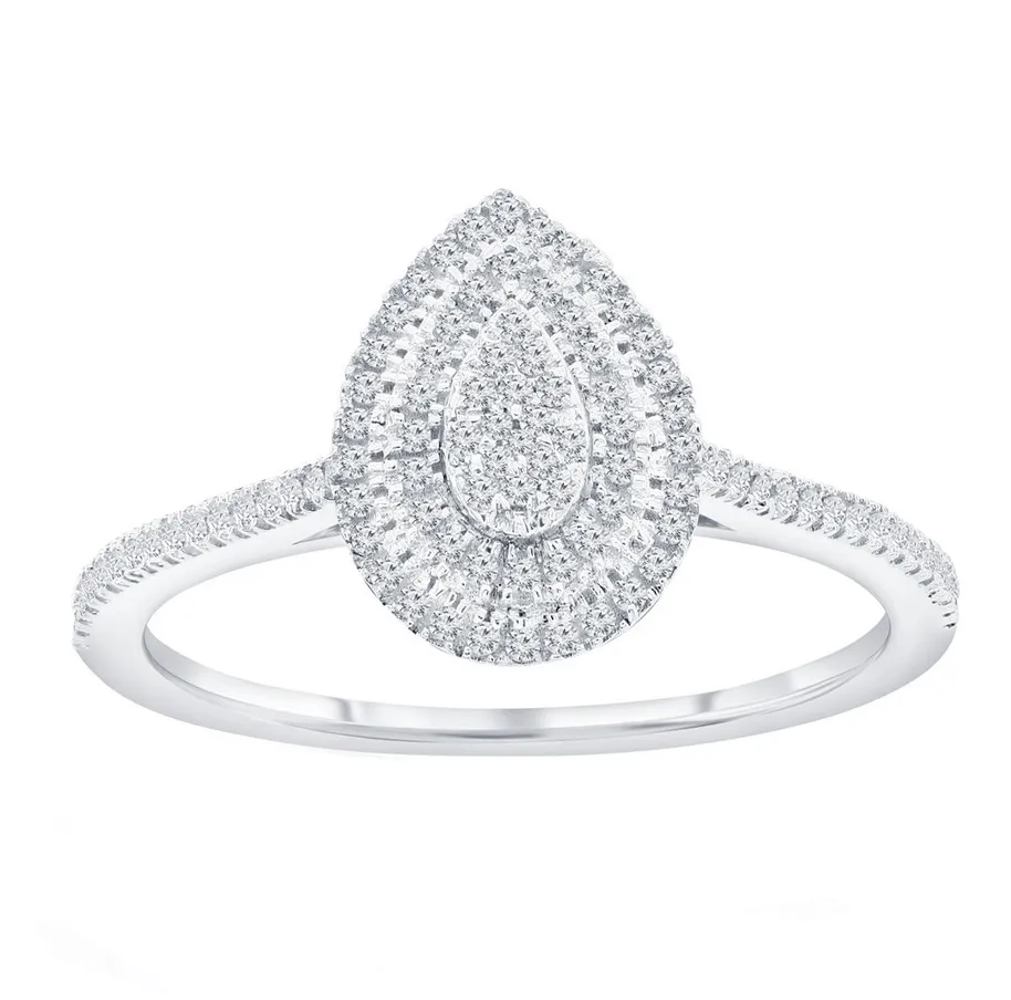 Pave Diamond Pear-Shaped Frame Ring