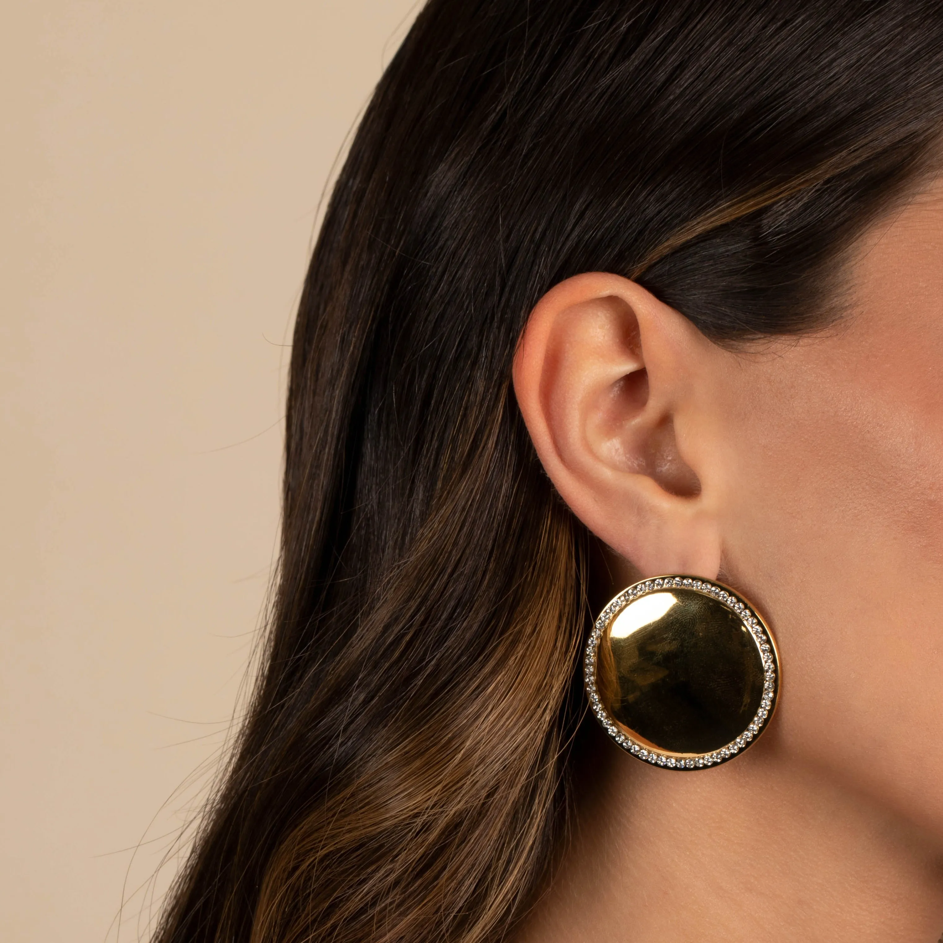 Pave Outlined Round Statement Stud Earring