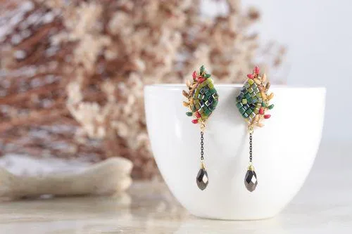 peacock maze statement earrings