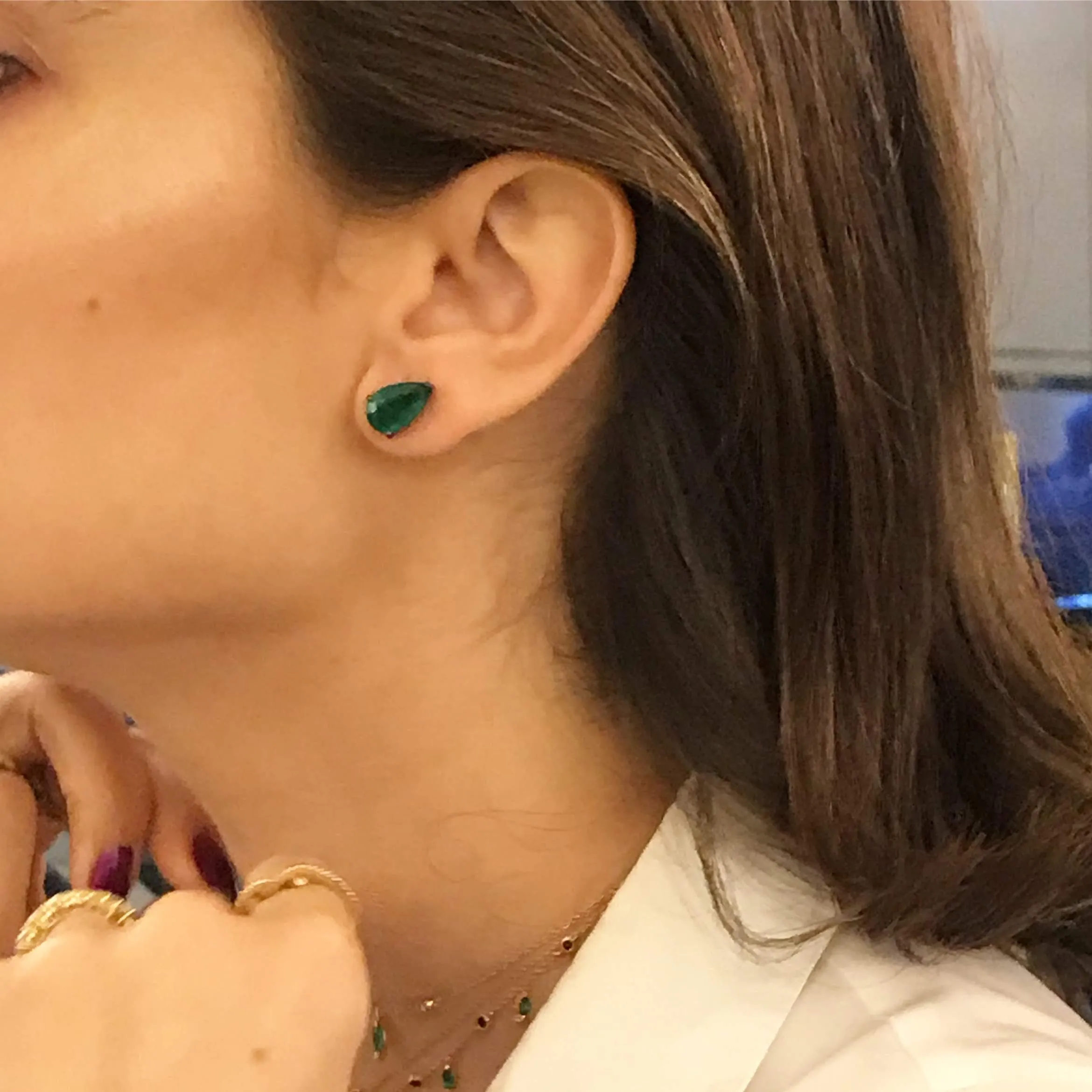 Pear Emerald Studs