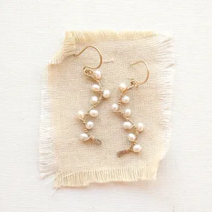 Pearl Wrapped Gold Vine Earrings