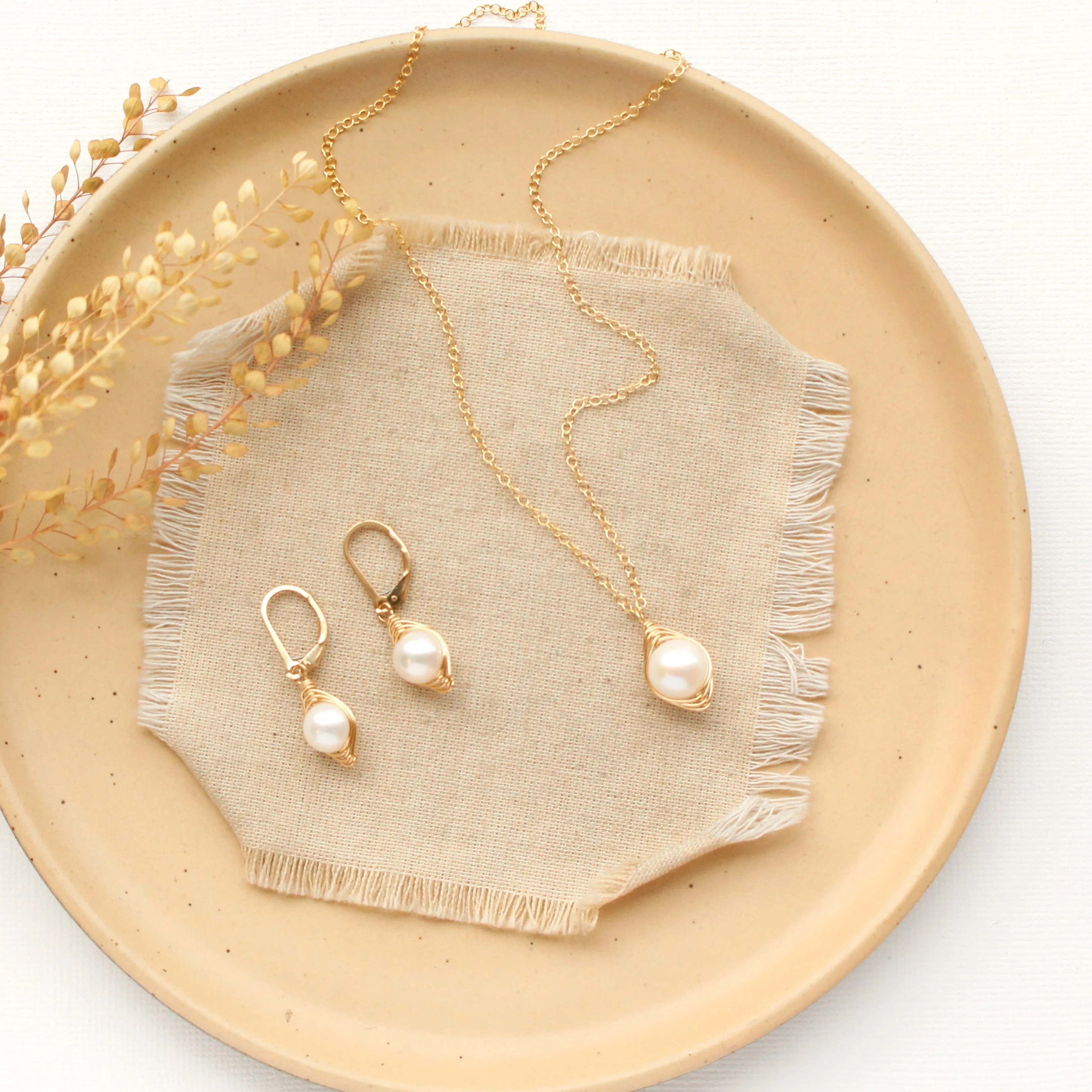 Perfect Pearl Gold Wrapped Earrings