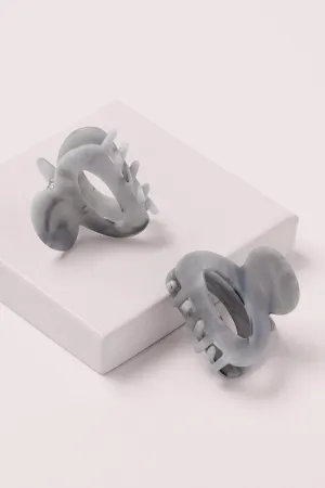 Petite Marble Triangle Claw Clips Set