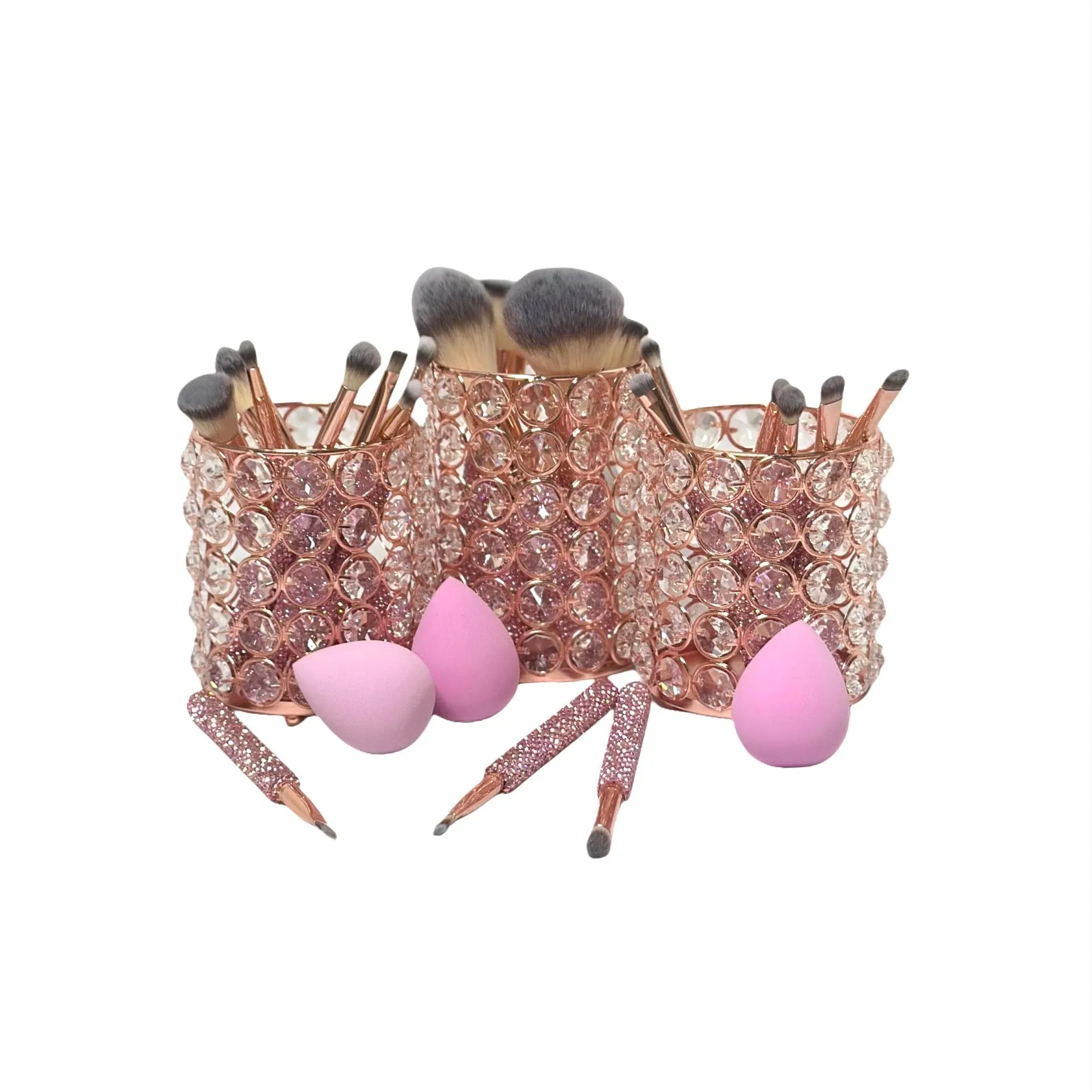 Pink Bling Mega Glitz & Glam | 25pc Essentials Collection Brush Set | MU0309