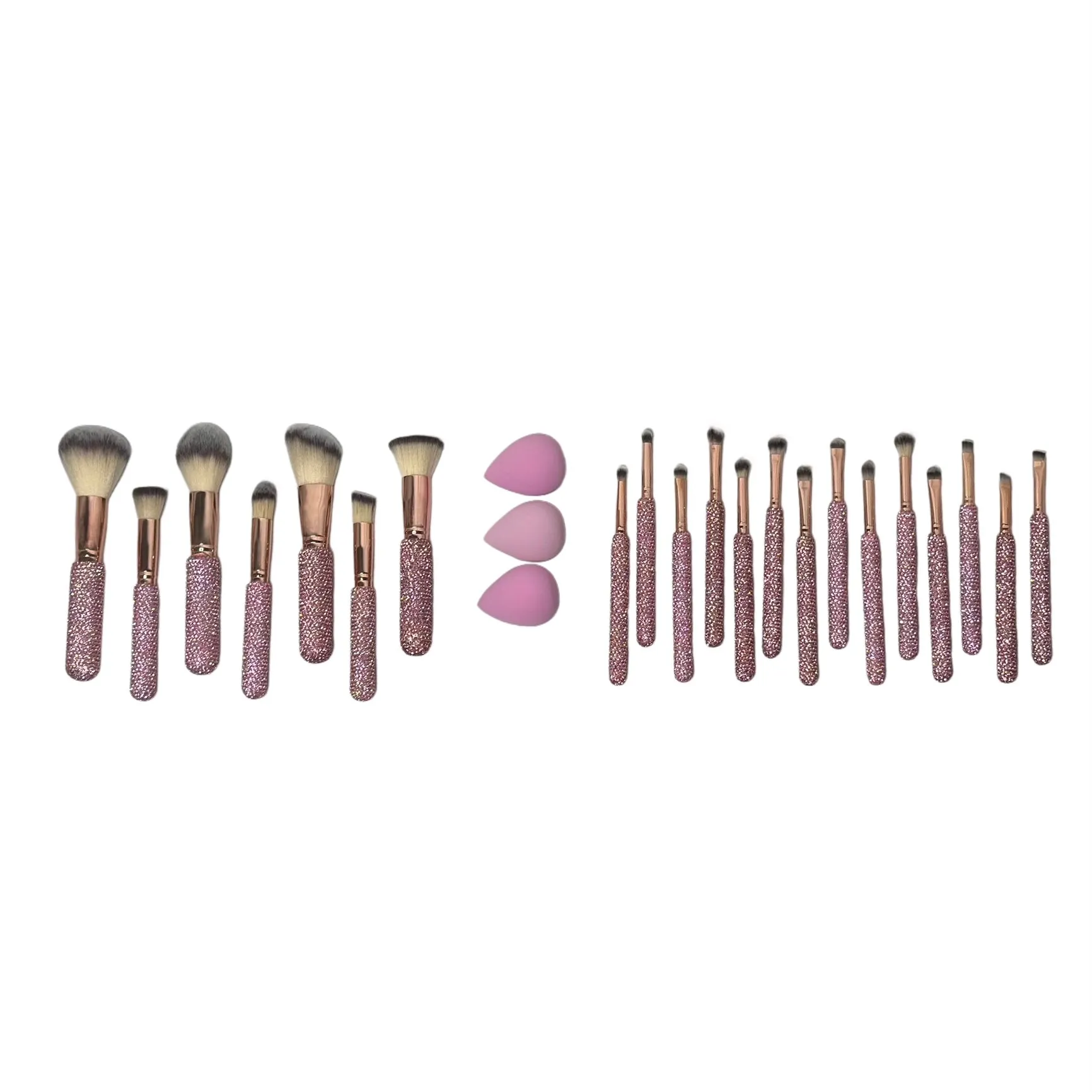 Pink Bling Mega Glitz & Glam | 25pc Essentials Collection Brush Set | MU0309